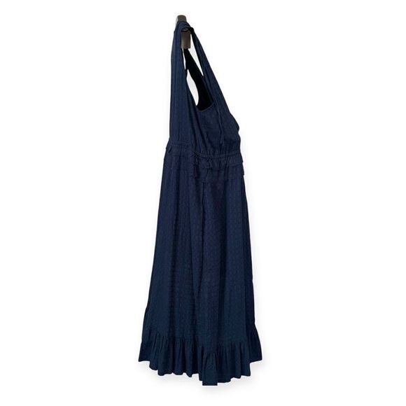 CASLON Faux Wrap Ruffle Dobby Dress In Navy Peacoat Size 3X NEW - Picture 6 of 15